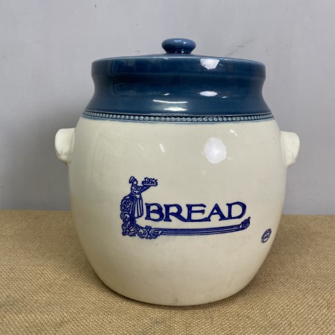 Blue & White Bendigo Pottery Bread Crock