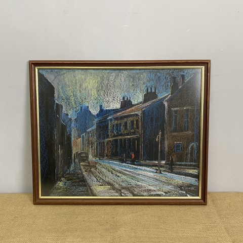 Impressionist Oil Pastel Street Scene