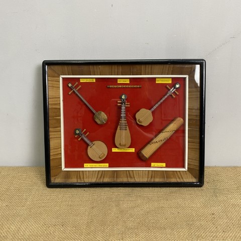 Vintage Frames Miniature Chinese Instruments - string instruments and flute