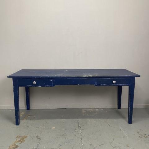 Blue Painted Workbench/Craft Table with 2 drawers