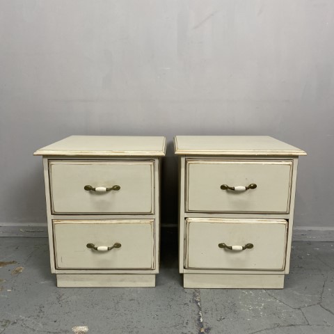 Pair of Beige 2 Drawer Bedsides