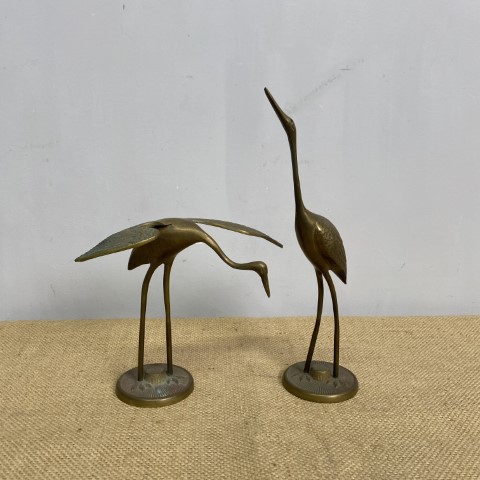 Pair of Vintage Brass Cranes