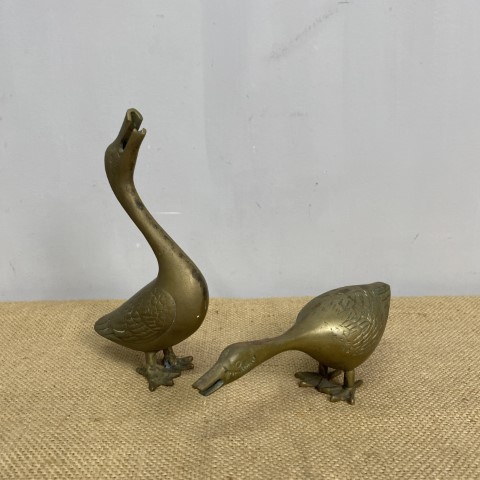 Pair of Vintage Brass Ducks