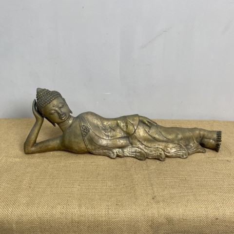 Vintage Brass Reclining Buddha