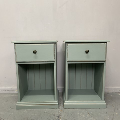 Pair of Hand-Painted Duck Egg Blue Bedsides