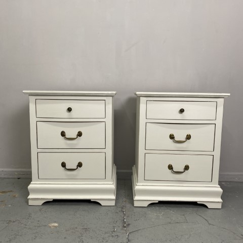 Hand-Painted Old White Bedsides