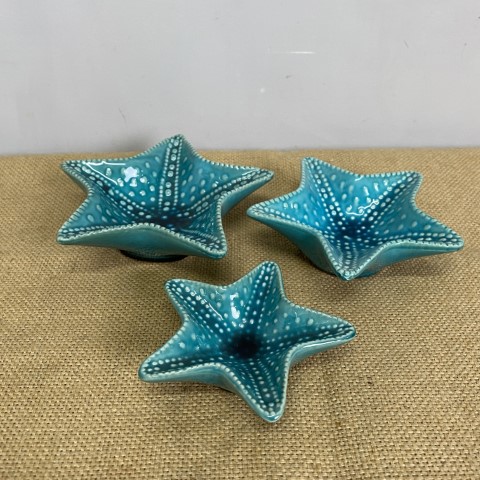 Set of 3 Aqua Starfish Plates