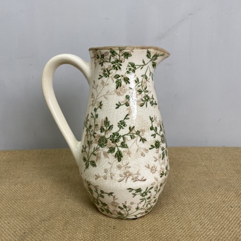 Botanical Ceramic Decorative Jug with delicate soft pink flowers and green foliage