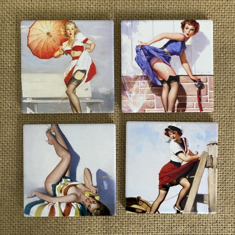 Set of 4 Retro Girl Coasters