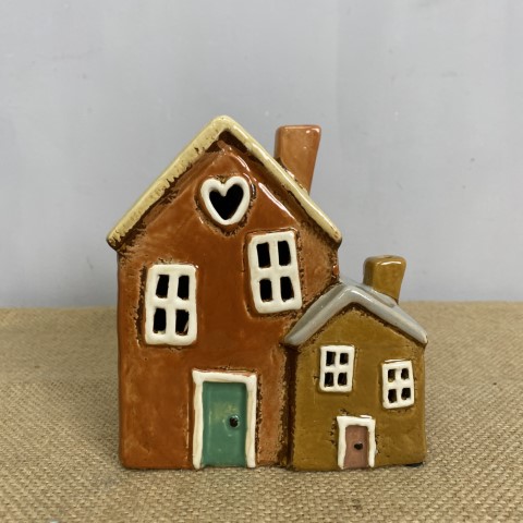 Ceramic Double Cottage Tealight Holder