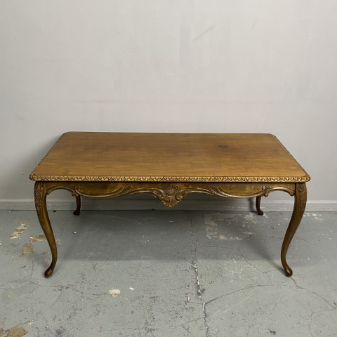 Vintage Timber Coffee Table with Cabriole Legs