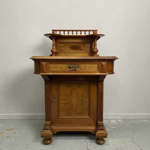 Edwardian Style Reception Desk with Burl/Burr Veneer