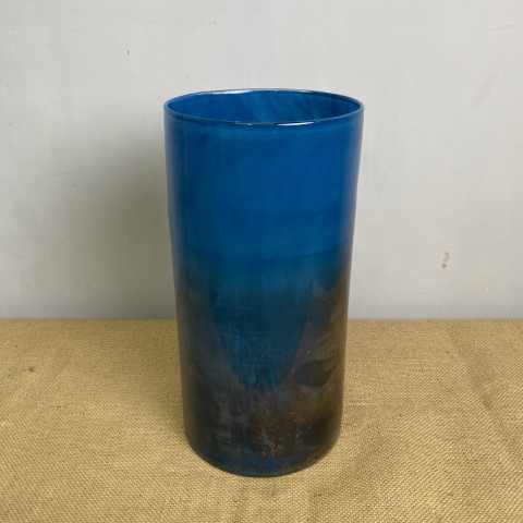 Large Iridescent Blue Glass Vase