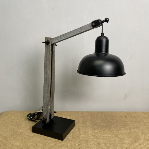 Industrial Metal & Timber Cantilever Desk Lamp