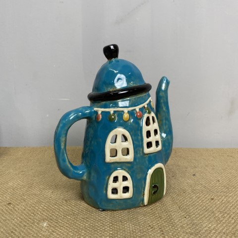 Ceramic Teapot House Tealight Holder