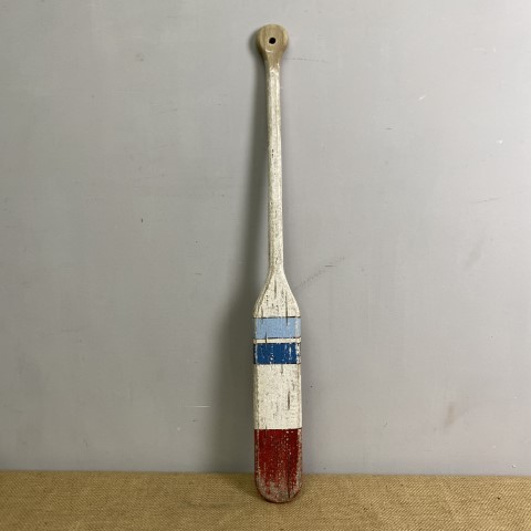 Small Vintage Style Decorative Oar - red, white, dark & light blue