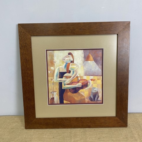 Framed Cubist Musicians Print - Guitar