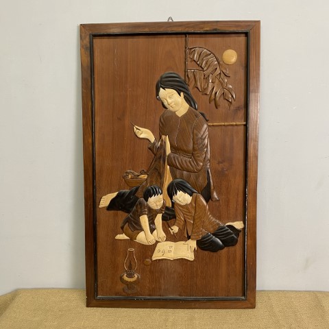 Hand Carved Mother & Child Timber Artwork