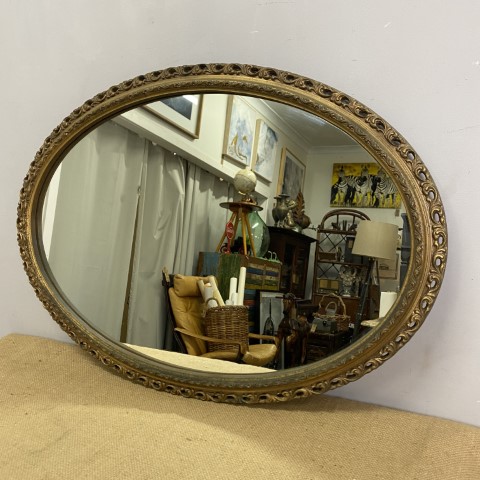 Vintage Ornate Oval Gilt Mirror