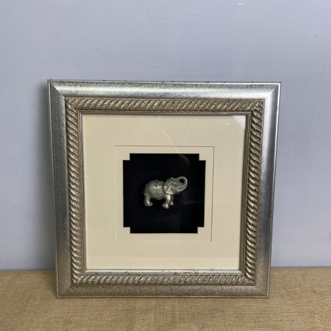 Silver Elephant Model in Shadowbox Frame