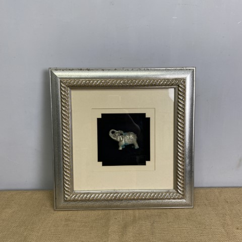 Silver Elephant Model in Shadowbox Frame