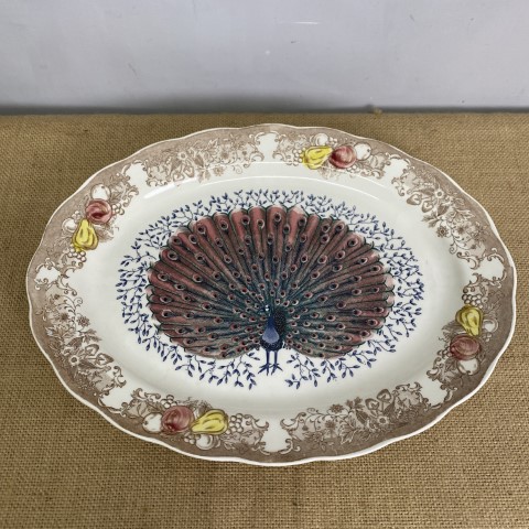 Vintage Ceramic Peacock Platter