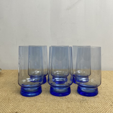 Set of 6 Blue Drink Glasses