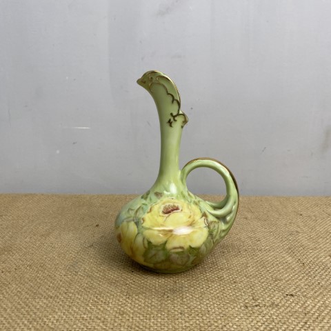 Hand-Painted Green Floral Porcelain Jug