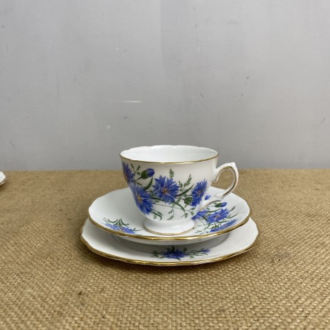 Vintage Floral Royal Vale Bone China Teacup Trio- Teacup, Saucer & Side Plate