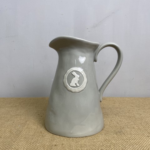 Grey Ceramic Jug with Rabbit Motif