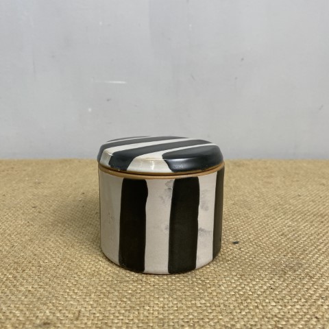 Modern Black and White Striped Ceramic Trinket Box