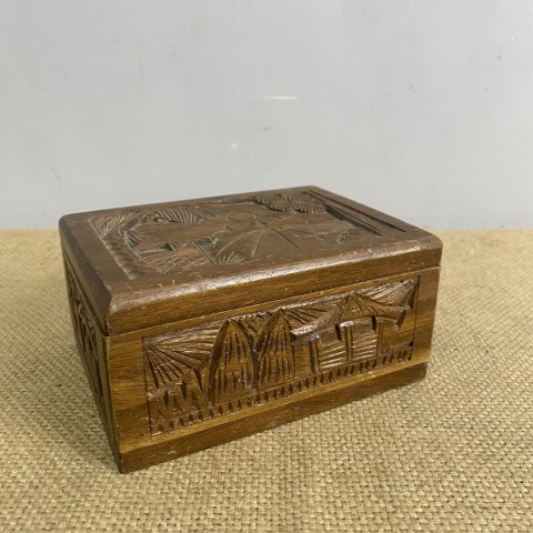 Small Vintage Carved Timber Box