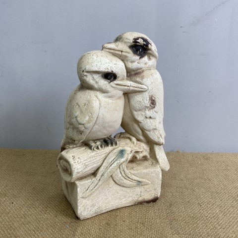 Early 20th Century Australiana Chalkware Kookaburras Statue