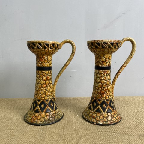 Pair of Vintage Ceramic Art Deco Candle Holders