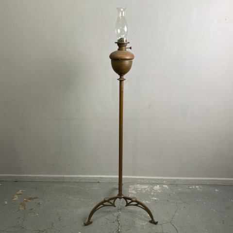 Antique Augusta Brenner Copper Floor Standing Kerosene Lantern