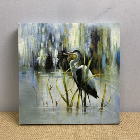 Small 'Heron' Printed Canvas Wall Art