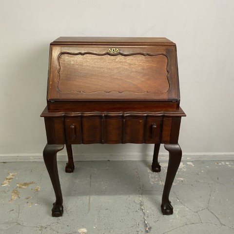 Vintage Timber Bureau with Cabriole Legs & Ball & Claw Feet