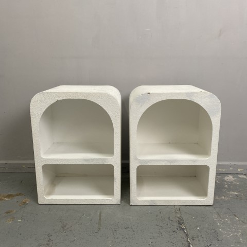 Pair of Small White Arched Shelves