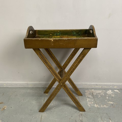 Vintage Hand-Painted Tray Table - decorated with a mediterranean style fruit basket