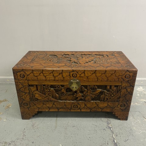 Vintage Carved Camphor Chest #3