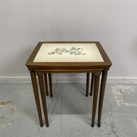 Nest of 2 Vintage Danish Tiled Tables