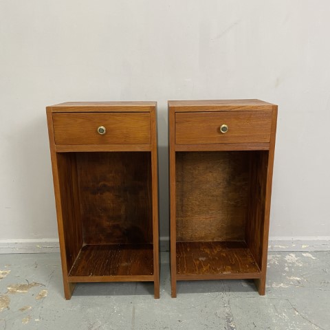 Pair of Tall Narrow Timber Bedsides with single drawer