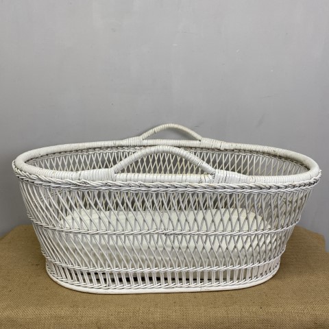 Vintage White Cane Bassinet