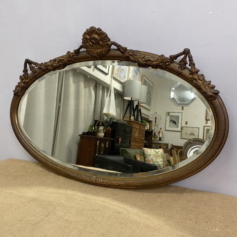 Antique Golden Oval Mirror