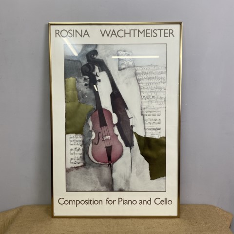 Large Framed Print 'Composition Piano & Cello' by Rosina Wachtmeister