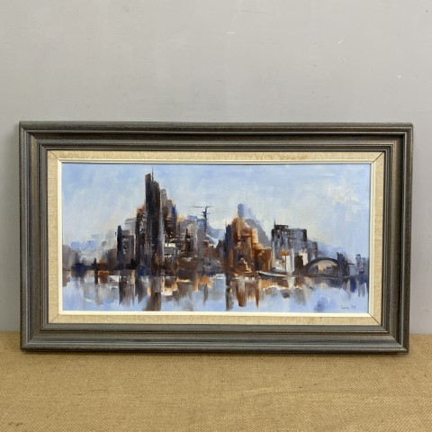 Vintage Oil Painting - 'The Waterfront' by A. Lyne