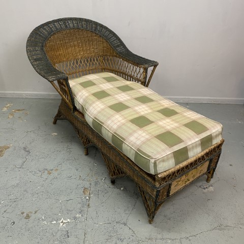 Vintage Cane Chaise Lounge with cushion