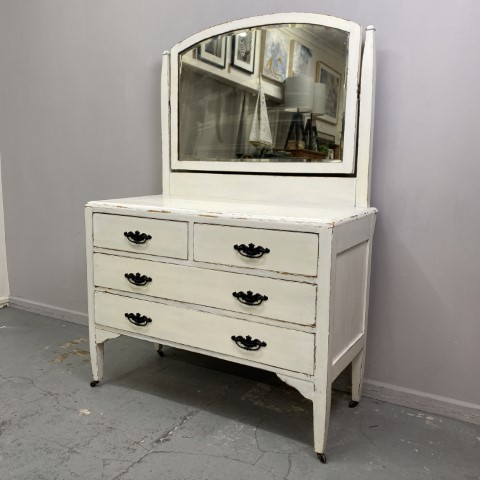 Vintage Rustic White Dresser on Castors