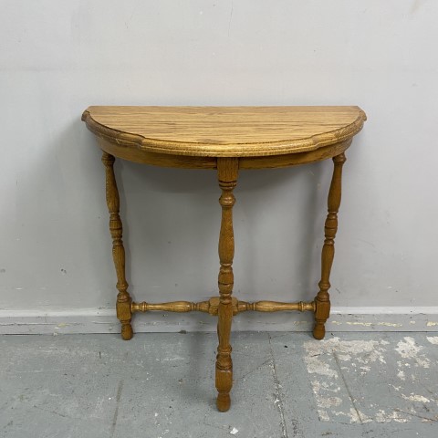 Antique English Oak Half Moon Console