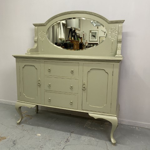 French Provincial Sage Green Mirrored Sideboard